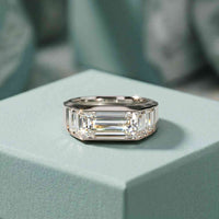 3.45 Ct Baguette Cut Moissanite Art Deco Band Ring
