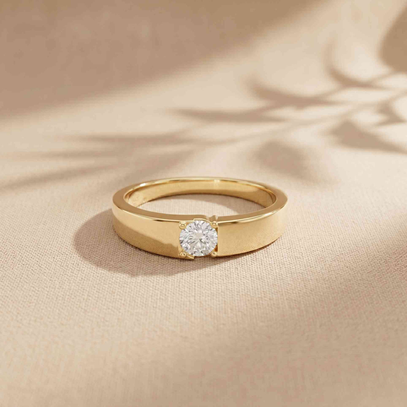 0.3 Ct Round Cut Moissanite Solitaire Band