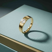 0.3 Ct Round Cut Moissanite Solitaire Band