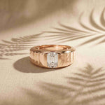 0.95 Ct Emerald Cut Moissanite Modern Signet Ring