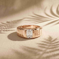 0.95 Ct Emerald Cut Moissanite Modern Signet Ring