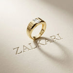 0.95 Ct Emerald Cut Moissanite Modern Signet Ring