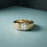 0.95 Ct Emerald Cut Moissanite Modern Signet Ring