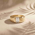 0.95 Ct Emerald Cut Moissanite Modern Signet Ring
