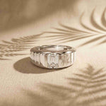 0.95 Ct Emerald Cut Moissanite Modern Signet Ring