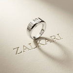 0.95 Ct Emerald Cut Moissanite Modern Signet Ring