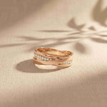 0.29 Ct Round Cut Moissanite Criss-Cross Band Ring