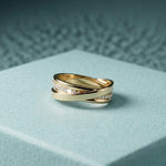 0.29 Ct Round Cut Moissanite Criss-Cross Band Ring
