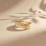 0.29 Ct Round Cut Moissanite Criss-Cross Band Ring
