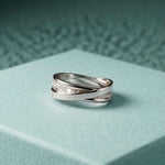 0.29 Ct Round Cut Moissanite Criss-Cross Band Ring