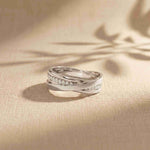0.29 Ct Round Cut Moissanite Criss-Cross Band Ring