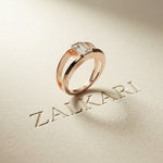 1 Ct Emerald Cut Moissanite Bezel Split Shank Ring