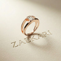 1 Ct Emerald Cut Moissanite Bezel Split Shank Ring