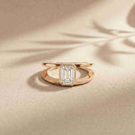 1 Ct Emerald Cut Moissanite Bezel Split Shank Ring