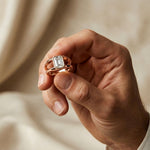 1 Ct Emerald Cut Moissanite Bezel Split Shank Ring
