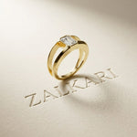 1 Ct Emerald Cut Moissanite Bezel Split Shank Ring