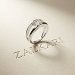 1 Ct Emerald Cut Moissanite Bezel Split Shank Ring