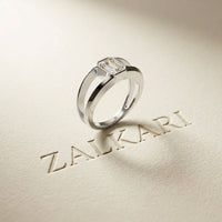1 Ct Emerald Cut Moissanite Bezel Split Shank Ring