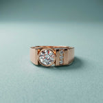 1.20 Ct Round Cut Moissanite Men's Bezel Statement Ring