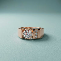 1.20 Ct Round Cut Moissanite Men's Bezel Statement Ring