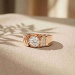 1.20 Ct Round Cut Moissanite Men's Bezel Statement Ring
