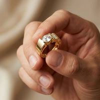 1.20 Ct Round Cut Moissanite Men's Bezel Statement Ring