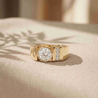 1.20 Ct Round Cut Moissanite Men's Bezel Statement Ring