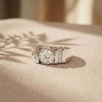 1.20 Ct Round Cut Moissanite Men's Bezel Statement Ring
