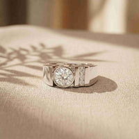 1.20 Ct Round Cut Moissanite Men's Bezel Statement Ring