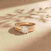 0.5 Ct Round Cut Moissanite Solitaire Band Ring