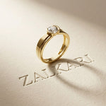 0.5 Ct Round Cut Moissanite Solitaire Band Ring
