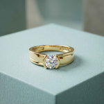 0.5 Ct Round Cut Moissanite Solitaire Band Ring