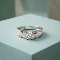 0.5 Ct Round Cut Moissanite Solitaire Band Ring