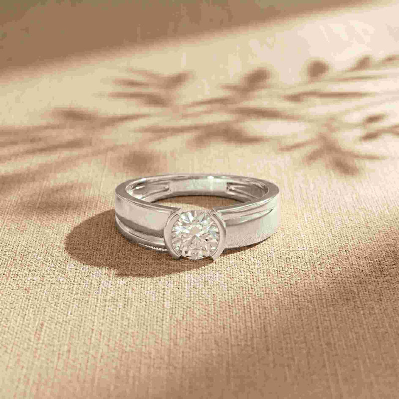 0.5 Ct Round Cut Moissanite Solitaire Band Ring
