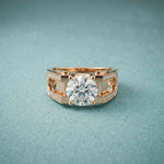 1.70 Ct Round Cut Moissanite Pavé U-Shank Statement Ring