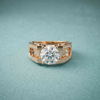 1.70 Ct Round Cut Moissanite Pavé U-Shank Statement Ring