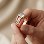 1.70 Ct Round Cut Moissanite Pavé U-Shank Statement Ring