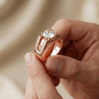 1.70 Ct Round Cut Moissanite Pavé U-Shank Statement Ring