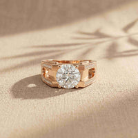 1.70 Ct Round Cut Moissanite Pavé U-Shank Statement Ring