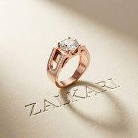 1.70 Ct Round Cut Moissanite Pavé U-Shank Statement Ring