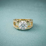 1.70 Ct Round Cut Moissanite Pavé U-Shank Statement Ring