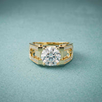 1.70 Ct Round Cut Moissanite Pavé U-Shank Statement Ring