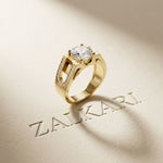 1.70 Ct Round Cut Moissanite Pavé U-Shank Statement Ring