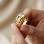 1.70 Ct Round Cut Moissanite Pavé U-Shank Statement Ring