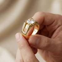 1.70 Ct Round Cut Moissanite Pavé U-Shank Statement Ring