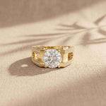 1.70 Ct Round Cut Moissanite Pavé U-Shank Statement Ring