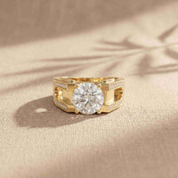 1.70 Ct Round Cut Moissanite Pavé U-Shank Statement Ring