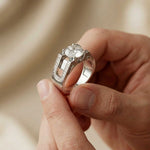 1.70 Ct Round Cut Moissanite Pavé U-Shank Statement Ring