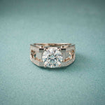 1.70 Ct Round Cut Moissanite Pavé U-Shank Statement Ring