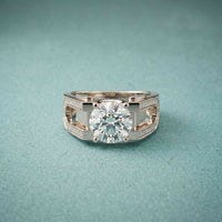 1.70 Ct Round Cut Moissanite Pavé U-Shank Statement Ring